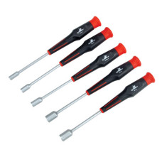 5pc Metric Nut Driver Assortment. Includes 4mm, 5mm, 5.5mm, 7mm and 8mm sizes, Ergonomic rubber-coated handle Hardened chrome vanadium shaft and socketPrecision 6-point socket 5pc Metric Nut Driver Assortment. Includes 4mm, 5mm, 5.5mm, 7mm and 8mm sizes, Ergonomic rubber-coated handle Hardened chrome vanadium shaft and socketPrecision 6-point socket