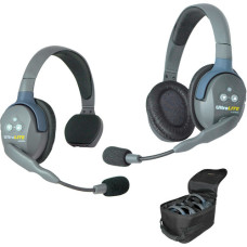 UltraLITE 2 person  system w/ 1 Single 1 Double Headset, batteries, charger & case, by Eartec SRP $940.01