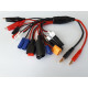 V2 Squid Multi Charge Lead - 11 Plugs: 1.JST female 2. SPM/JR/Fut. Servo female, 3.Alligator, 4. SPM/JR Tx charge, 5.FUT Tx charge, 6. Deans, 7.Traxxas, 8.EC3 device, 9.XT60 device, 10. Tamiya, 11. EC5 device