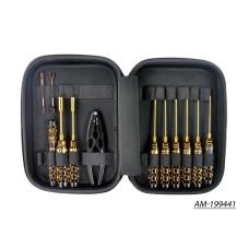 AM Toolset For 1/10 Offroad (12Pcs) With V5 Tools Bag Black Golden (2025 Update) by Arrowmax SRP $469.36