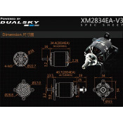 Dual Sky XM2834EA-11 V3 1370kv 348w 15E Brushless Outrunner Motor 77g 9x5 - 12x6E Prop SRP $126.49