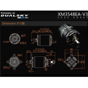 Dual Sky XM3548EA-10 V3 740kv 800w 32E Brushless Outrunner Motor 177g  12x7 to 16x6E Prop Replaces 0.25 -.32 Glow Engine SRP $200.05