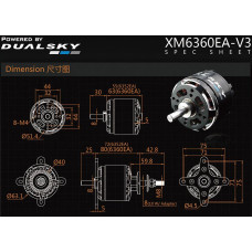 Dual Sky XM6360EA-19 V3 220kv 3800w Brushless Out Runner XMotor 635g 10S Prop 20x12 -21x13 Replaces 30-35cc .140 - .170 Glow Engine SRP $427.94