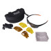 Fusion Sunglasses black/orange TR90 frame, 3 lense sets, Cat 0 yellow low light, 2 beige polarised, 3 grey mirror polarised 100% UVA/B protection by Rapid Eyewear SRP $79.99
