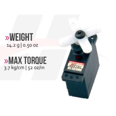 HS-5070MH Servo Ultra Torque, Metal Gear Feather 3.7kg, 0.12sec @7.4v 14.2g 23.6x11.6x28.1mm by Hitec HS-5070MH Servo Ultra Torque, Metal Gear Feather 3.7kg, 0.12sec @7.4v 14.2g 23.6x11.6x28.1mm by Hitec