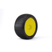 BLOCK IN:1/8Truggy/Dish/Yellow Rim/Super Soft/Glued MTD Tires (2) by Jetko SRP $69.87