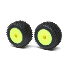 Step Pin Tires, Rear, Mounted,Yellow: Mini-T 2.0 by Losi Step Pin Tires, Rear, Mounted,Yellow: Mini-T 2.0 by Losi