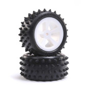 4 Row Rear Tires, Mounted, White (2): Mini JRX2 by Losi SRP $47.87