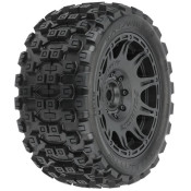 1/6 Badlands MX57 Front/Rear 5.7ö Tires Mounted on Raid 8x48 Removable 24mm Hex Wheels (2): Black by Proline SRP $158.58