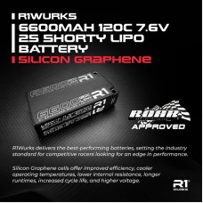 R1 WURKS 6600mah 120c 7.6v 2S HV Shorty LiPo Battery, Silicon Graphene, 220g 96x47x25mm 5mm Bullet SRP $230.08 R1 WURKS 6600mah 120c 7.6v 2S HV Shorty LiPo Battery, Silicon Graphene, 220g 96x47x25mm 5mm Bullet SRP $230.08