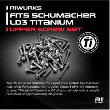 R1 WURKS Fits Schumacher LD3 Titanium upper Screw Set 75-piece set replaces upper button head screws high quality Grade 5 (6Al-4V) titanium screws SRP $223.56
