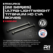 R1WURKS (22 Series) Ultra-lightweight Titanium HD CVA Bones/Drive Shafts 22X, X69mm 38.78% lighter, 17.5 Stock Racing (22X File 0.5mm off drive pin) SRP $81.14