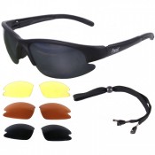Cruise Pilot Sunglasses (non polarised) black TR90 frame, 4 lense sets Cat 0 yellow low light, 2 red, 3 grey mirror, 4 dark smoke 100% UVA/B protection by Rapid Eyewear SRP $89.99