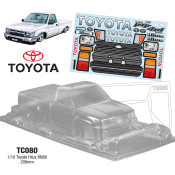 TC080 1/10 1995 Toyota Hilux Single Cab RN80, 200mm Wide, WB 258mm SRP $100.79 TC080 1/10 1995 Toyota Hilux Single Cab RN80, 200mm Wide, WB 258mm SRP $100.79