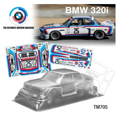 1/10 MINI BMW 320 1978 Bavarian Motor Works No.25 Decal Sheet WB 210mm, Width 165mm by Team C SRP $79.25
