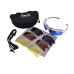 Toledo Sunglasses white/black TR90 frame, 4 lense sets Cat 0 yellow low light, 2 beige polarised, 3 Frostech mirror, 4 dark smoke 100% UVA/B protection by Rapid Eyewear SRP $84.99