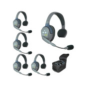 UltraLITE 5 person system w/ 5 Single Headsets, batteries, charger & case by Eartec SRP $2149.49